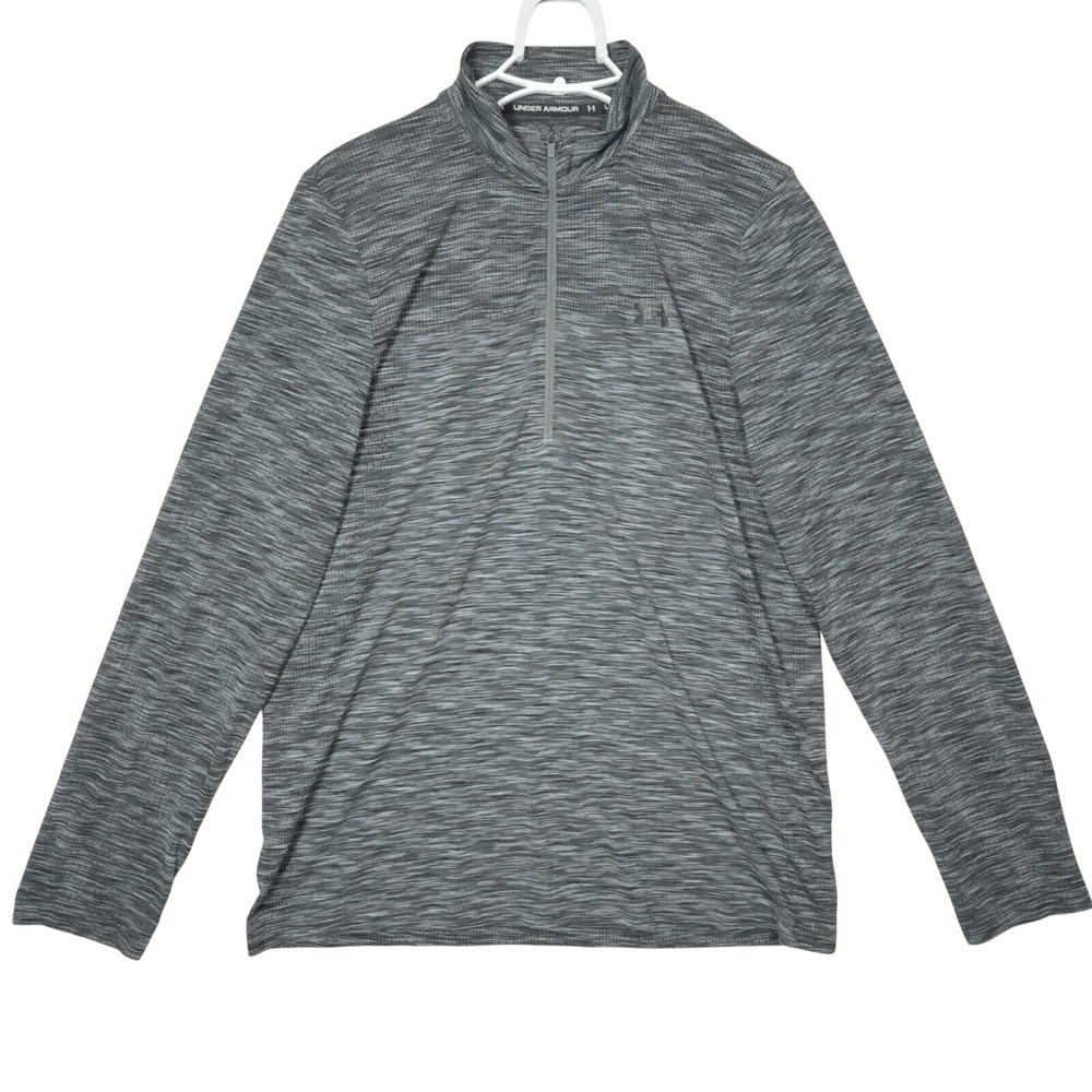 Under Armour Mens XL Grey Space Dye Quarter Zip Fitted Pullover Activewear‎ Top